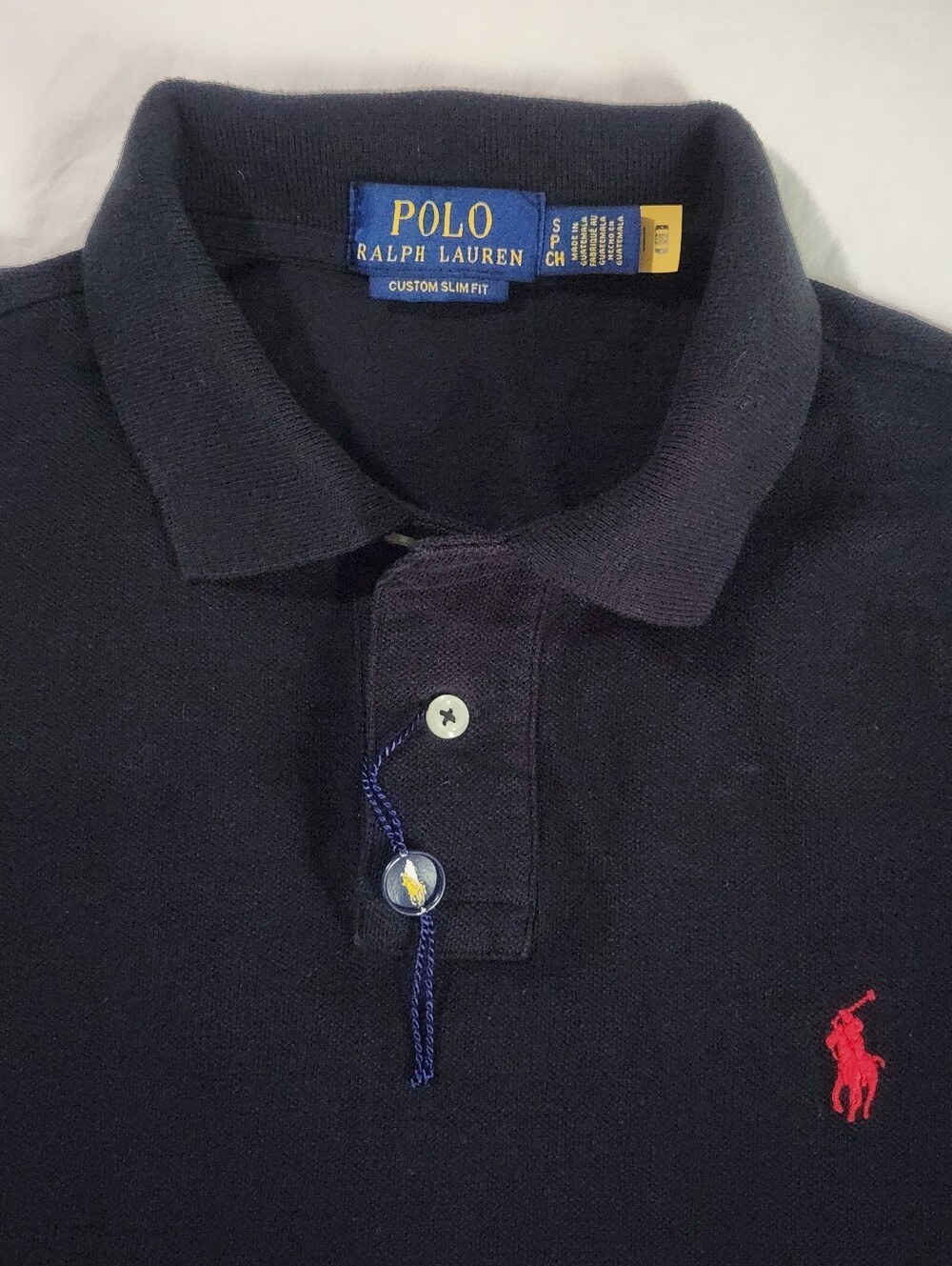 Ralph Lauren Polo Shirt Mens Size S Black Stretch Slim Fit Classic